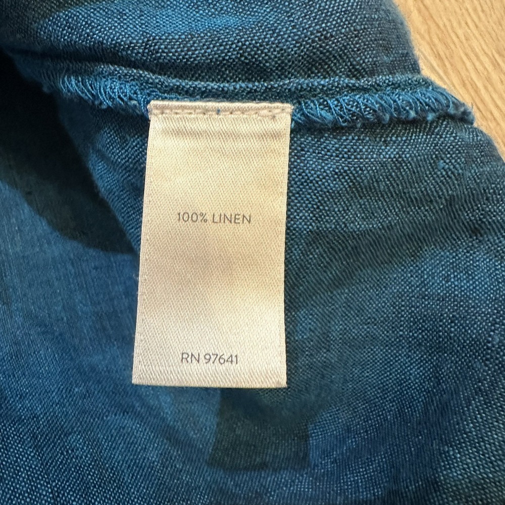 Pure Jill 100% Linen Oversized Tunic Top Blouse Blue Size M Coastal Beach - Picture 6 of 7